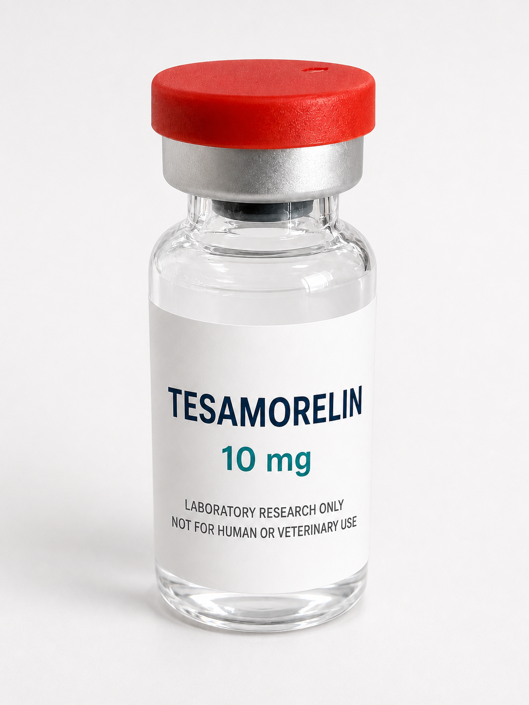 Catalog reference graphic; not a product photograph — Tesamorelin 10 mg.